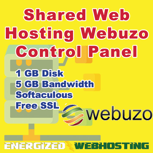 Simple Web Hosting, Webuzo control panel, shared hosting, 1 GB Disk – 1 Year