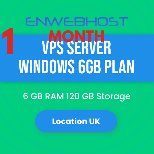 VPS Server Windows 6GB RAM Unmetered Transfer Location UK – 1 Month