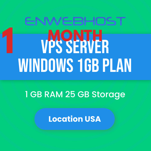 VPS Server Windows 1GB RAM Unmetered Transfer Location US – 1 Month