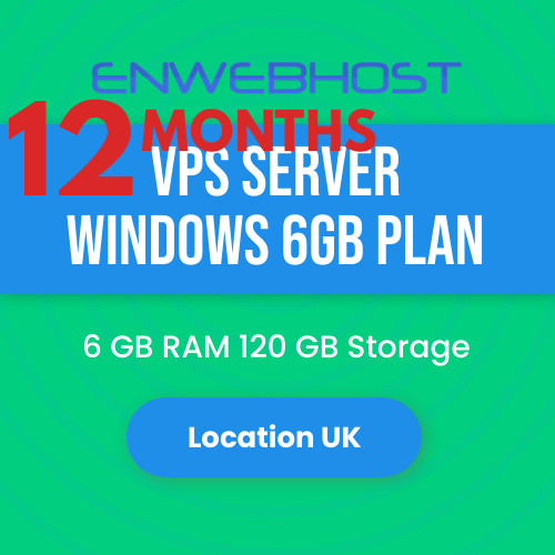 VPS Server Windows 6GB RAM Unmetered Transfer Location UK – 12 Months