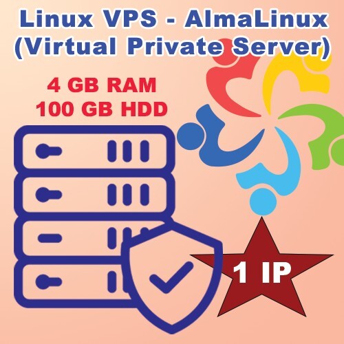 Linux VPS – AlmaLinux (Virtual Private Server) 4GB RAM + 100GB HDD
