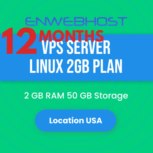 VPS Server Linux 2GB RAM 50 GB Storage Location US – 12 Months