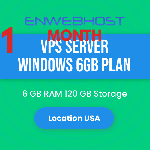 VPS Server Windows 6GB RAM Unmetered Transfer Location US – 1 Month