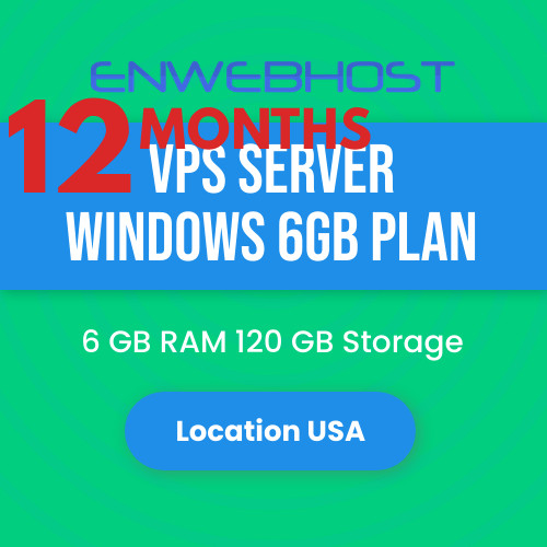 VPS Server Windows 6GB RAM Unmetered Transfer Location US – 12 Months