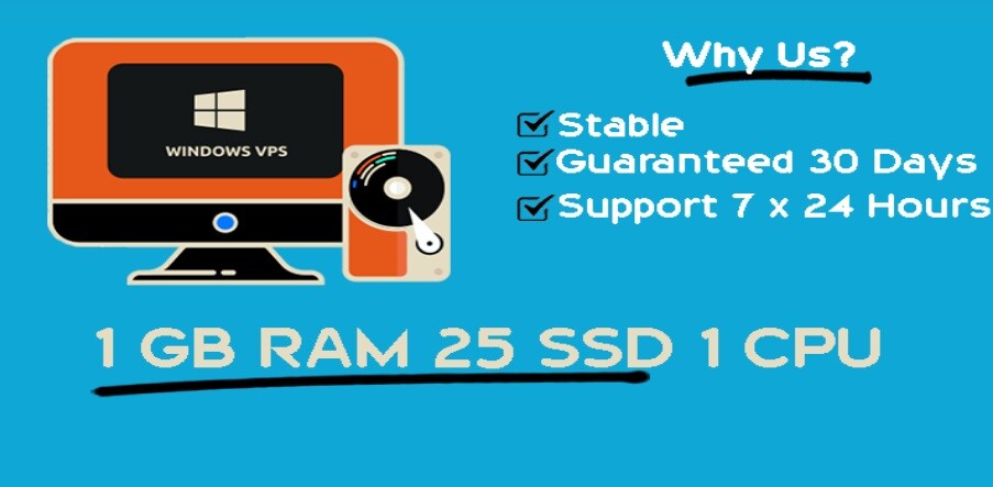 Stable Windows RDP VPS 1GB RAM 1vCPU Guaranteed 30 days