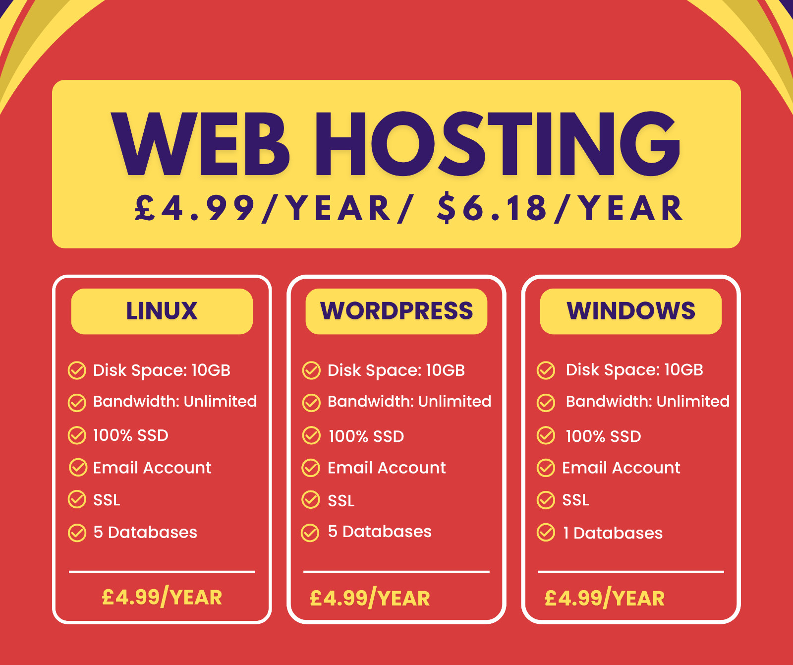 Cheap Web Hosting – Linux, £4.99/year – 10GB SSD, SSL, Emails, Secured, Fast