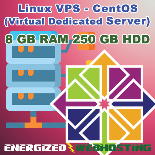 VPS Server CentOS Linux – 8GB RAM – 250 GB Storage – 1 Month