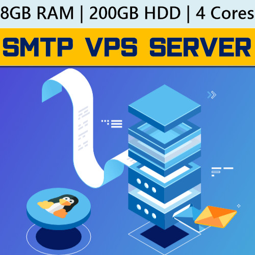 SMTP VPS Server 8GB RAM 200GB HDD 4 Core – 1 year